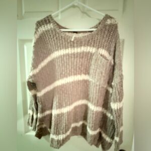 Free People Taupe and Cream Knit Sweater
